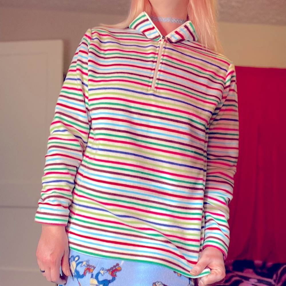 Lands’ End rainbow fleece hoodie/jacket/top